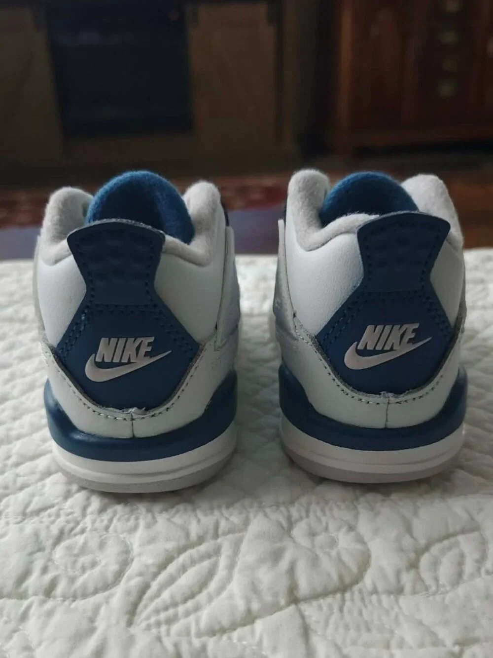 Baby Jordan 4 Retro Military Blue White Toddler Size 4C - Picture 2 of 8